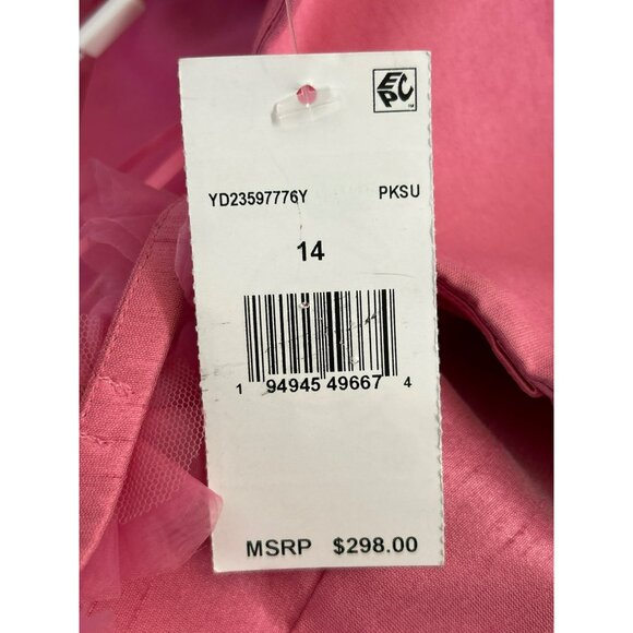 Likely Pink Strapless Gown W/Floral Detail & Side Slit Formal Dress Size 14 MSRP - Picture 5 of 7